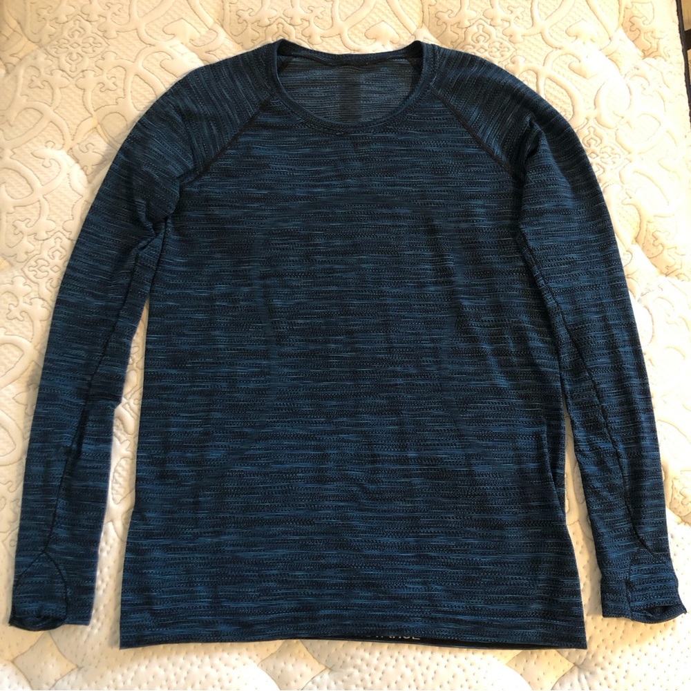 Lululemon Swiftly Tech Long Sleeve Crew Top Blue Black sz 12